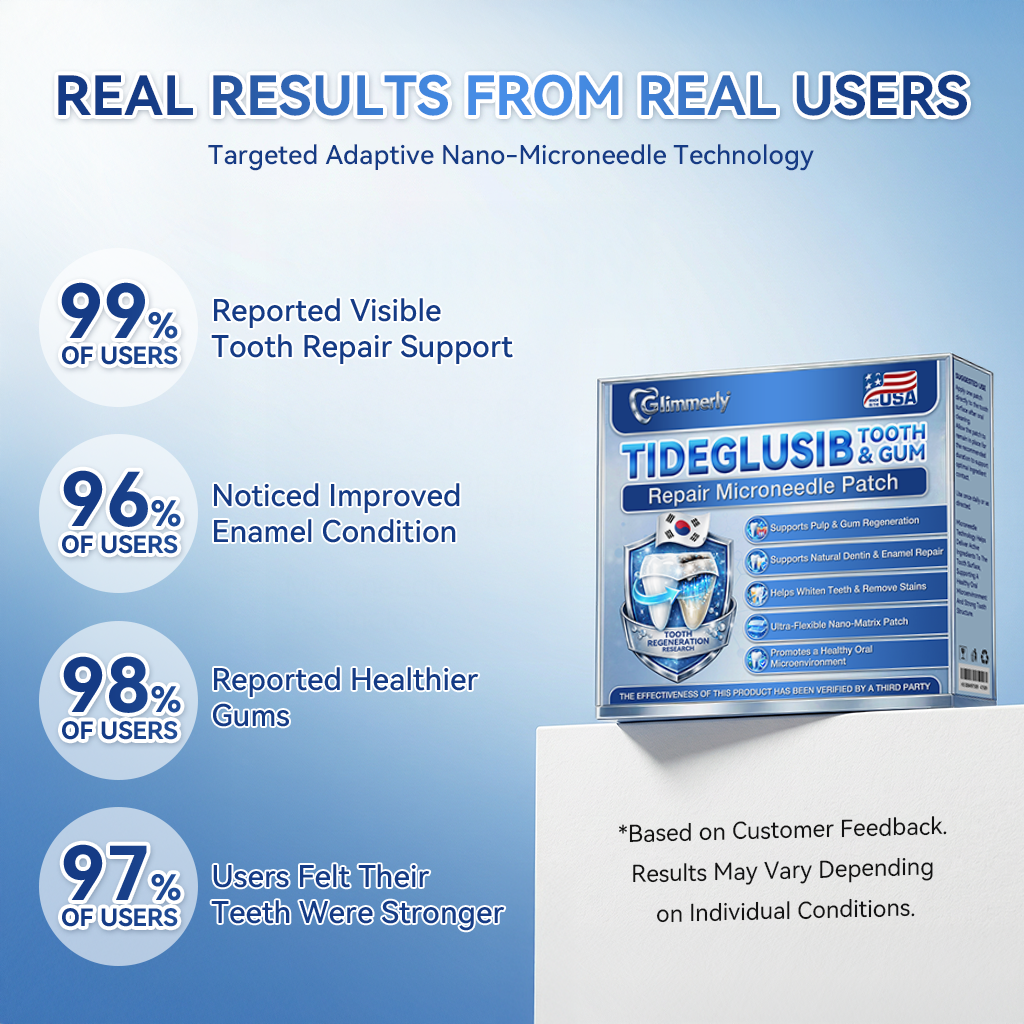🦷𝐆𝐥𝐢𝐦𝐦𝐞𝐫𝐥𝐲® Tideglusib flaster s mikroiglama za popravak zubi i desni|Napredne trakice za aktivaciju matičnih stanica (obnavljaju caklinu i dentin, jačaju desni, uklanjaju kamenac i neugodne mirise, zaustavljaju osjetljivost zuba)) 3.0