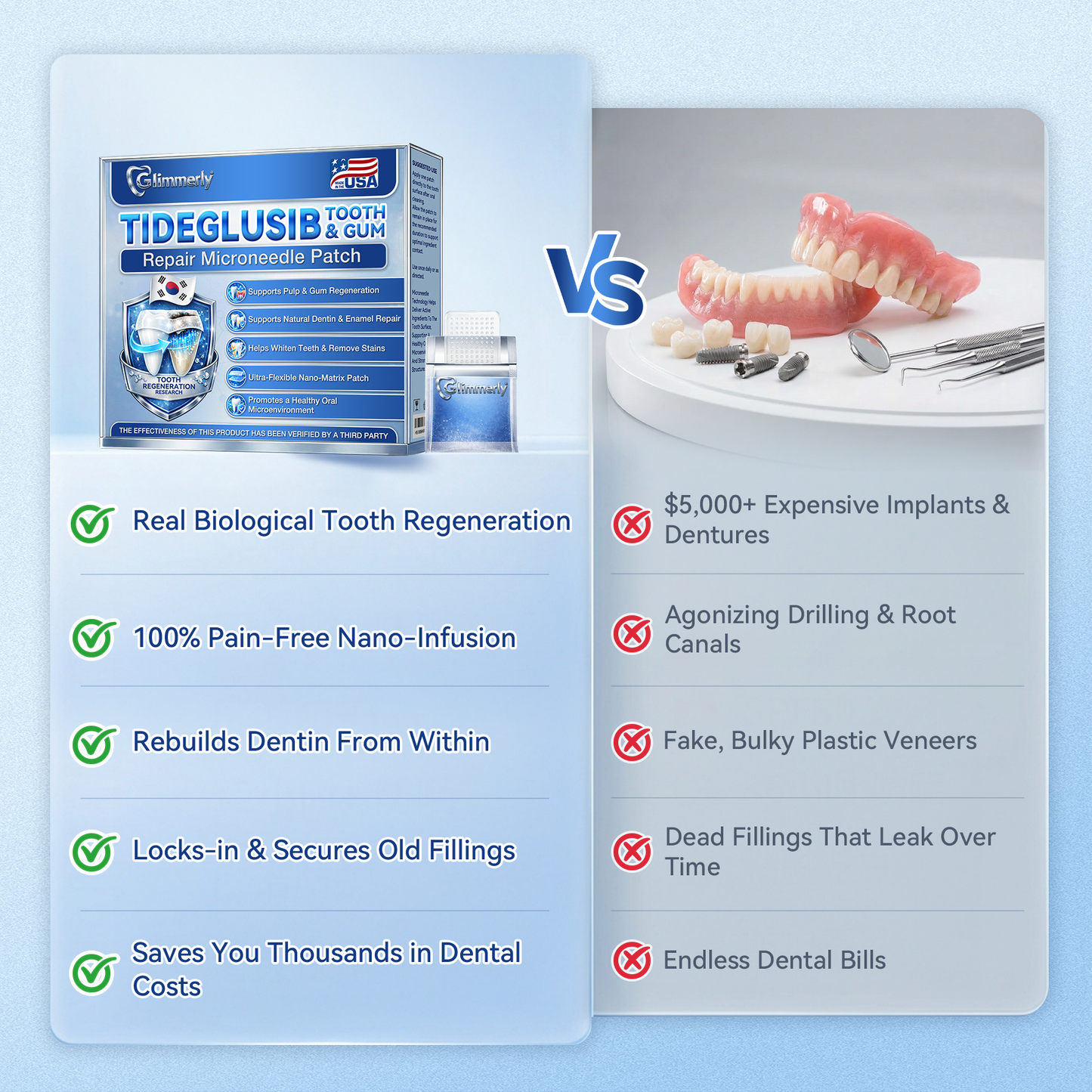 🦷𝐆𝐥𝐢𝐦𝐦𝐞𝐫𝐥𝐲® Tideglusib flaster s mikroiglama za popravak zubi i desni|Napredne trakice za aktivaciju matičnih stanica (obnavljaju caklinu i dentin, jačaju desni, uklanjaju kamenac i neugodne mirise, zaustavljaju osjetljivost zuba)) 3.0