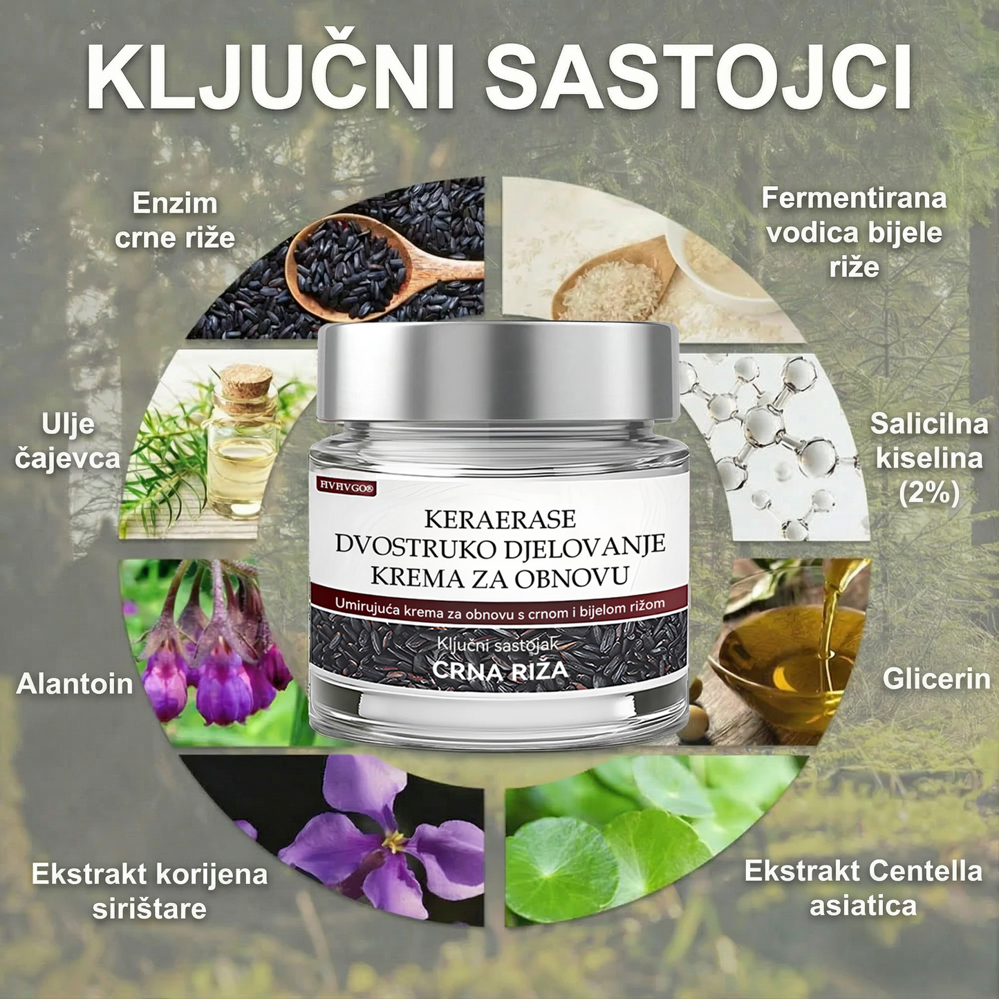FIVFIVGO® Umirujuća krema za obnovu s crnom i bijelom rižom👨‍⚕️Odobrena od strane HALMED (Uklanjanje bradavica i kožnih izraslina, senilne purpure, angioma trešnje, raka kože i seboroične keratoze.👨‍⚕️