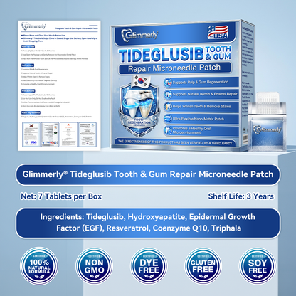 🦷𝐆𝐥𝐢𝐦𝐦𝐞𝐫𝐥𝐲® Tideglusib flaster s mikroiglama za popravak zubi i desni|Napredne trakice za aktivaciju matičnih stanica (obnavljaju caklinu i dentin, jačaju desni, uklanjaju kamenac i neugodne mirise, zaustavljaju osjetljivost zuba)) 3.0