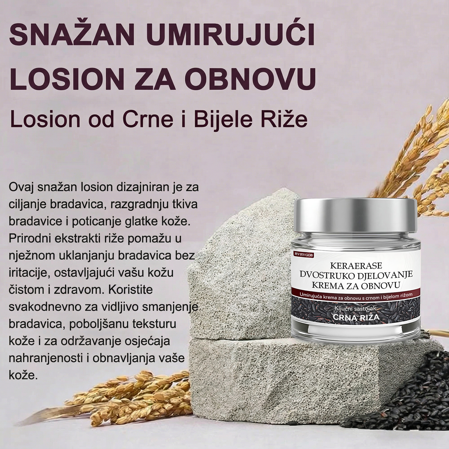 FIVFIVGO® Umirujuća krema za obnovu s crnom i bijelom rižom👨‍⚕️Odobrena od strane HALMED (Uklanjanje bradavica i kožnih izraslina, senilne purpure, angioma trešnje, raka kože i seboroične keratoze.👨‍⚕️