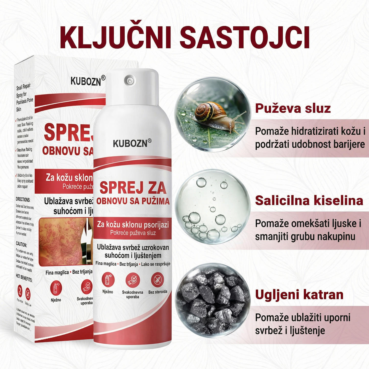 KUBOZN® SPREJ ZA OBNOVU SA PUZIMA za svrbežnu, perutavu kožu kod psorijaze