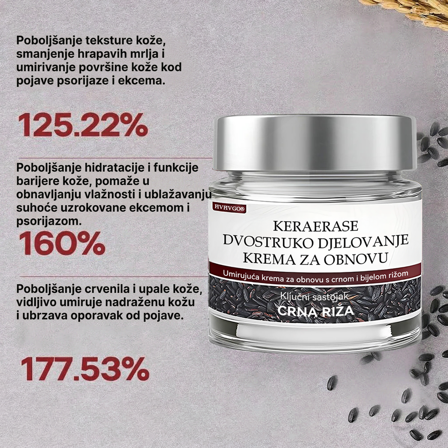 FIVFIVGO® Umirujuća krema za obnovu s crnom i bijelom rižom👨‍⚕️Odobrena od strane HALMED (Uklanjanje bradavica i kožnih izraslina, senilne purpure, angioma trešnje, raka kože i seboroične keratoze.👨‍⚕️